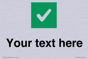 Custom plain background, green square with tick sign